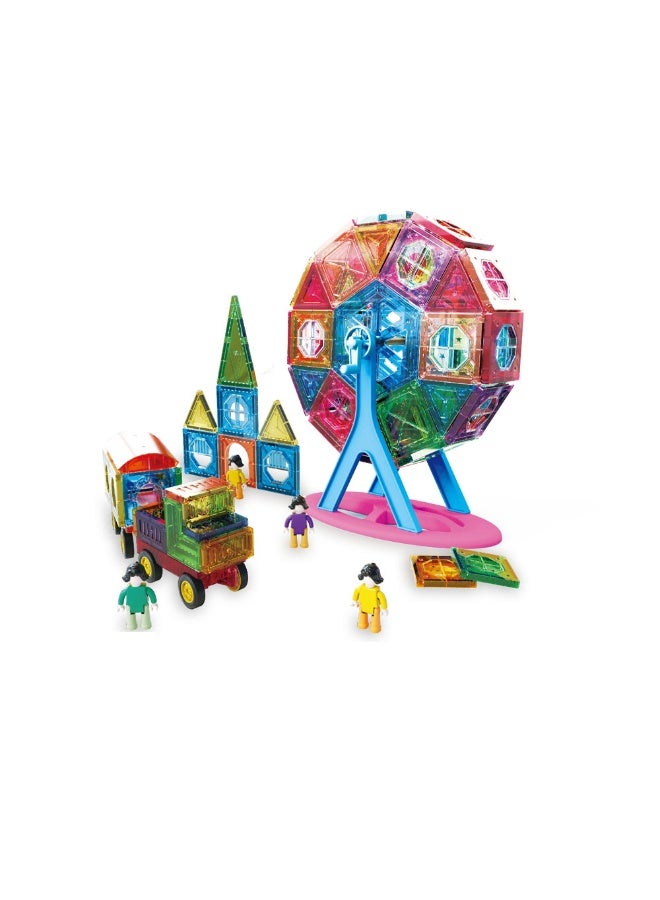 Magni Mates 120PCS Magnetic Building Tiles Set with Ferris Wheel, Vehicles and Figures STEM Construction Toy for Creative Learning and Imaginative Play - Image 4